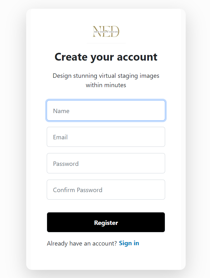 Sign Up page
