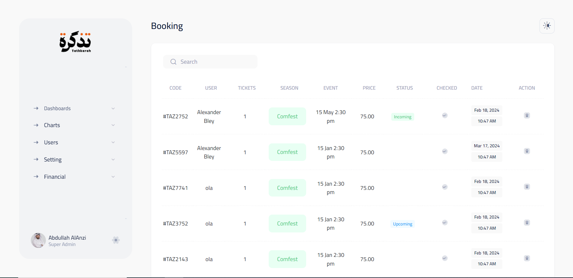 Bookings